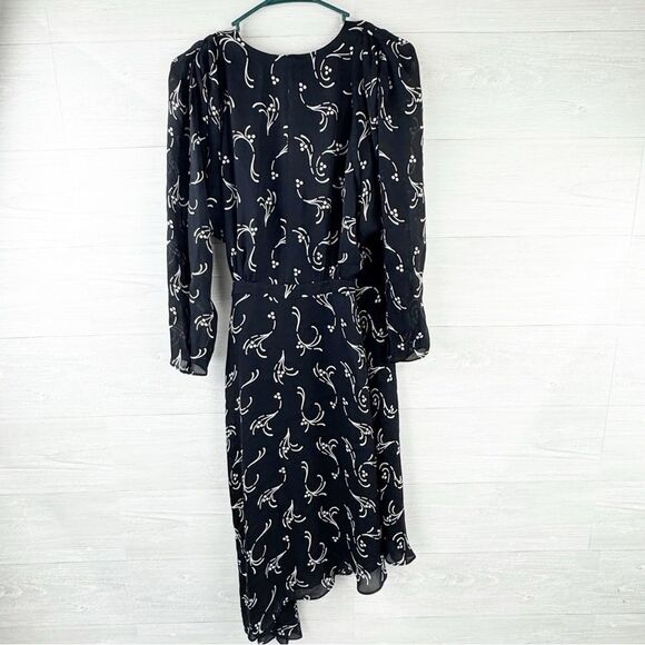 Joie Acantha Asymmetrical V-Neck Wrap Silk Midi Dress - Picture 5 of 8